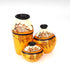Handcrafted Orange and yellow Terracotta Pots for Home Decor - Set of 3 - Madhubani Hand Painting