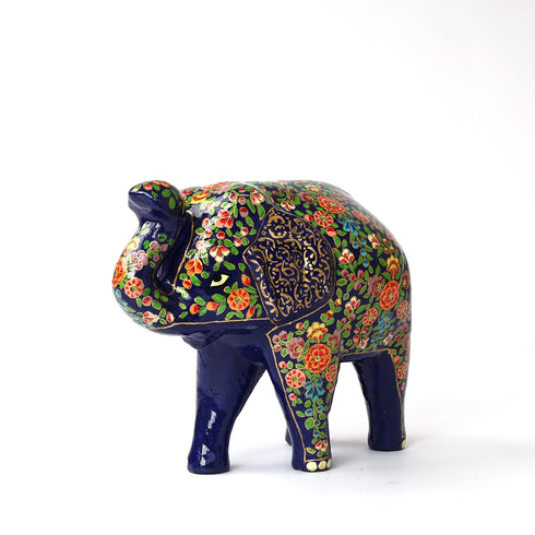 Handcrafted Papier Mache Elephant - Blue