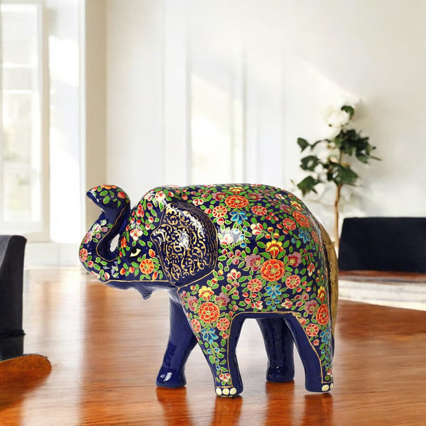 Handcrafted Papier Mache Elephant - Blue