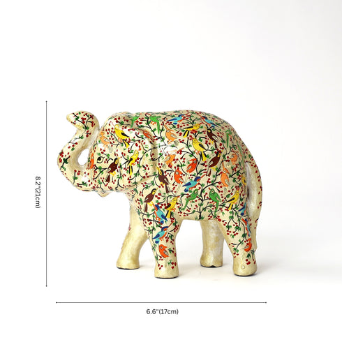 Handcrafted Papier Mache Elephant - Cream
