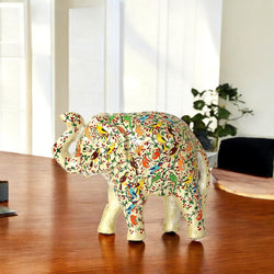 Handcrafted Papier Mache Elephant - Cream