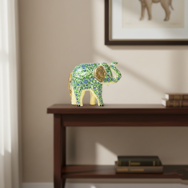 Handcrafted Papier Mache Elephant - Green