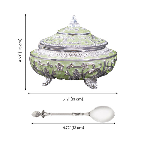 Handcrafted Pista Green Decorative Serveware with Spoon