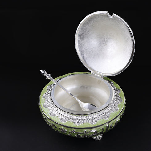 Handcrafted Pista Green Decorative Serveware with Spoon