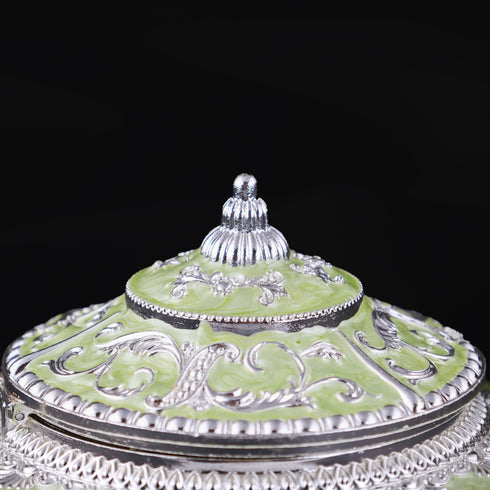 Handcrafted Pista Green Decorative Serveware with Spoon
