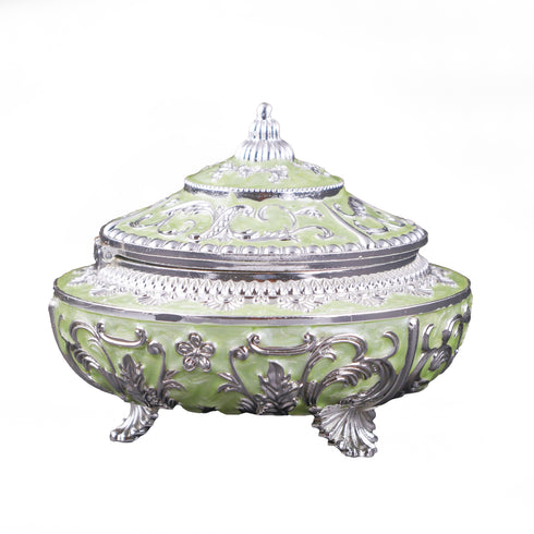 Handcrafted Pista Green Decorative Serveware with Spoon