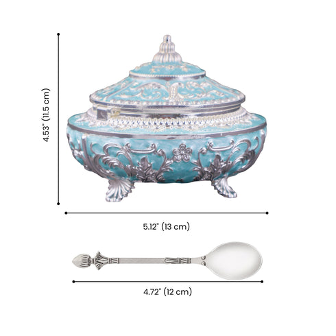 Handcrafted Powder Blue Decorative Serveware with Spoon