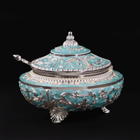 Handcrafted Powder Blue Decorative Serveware with Spoon