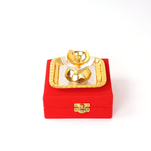Handcrafted Premium Brass Diya and Plate Set