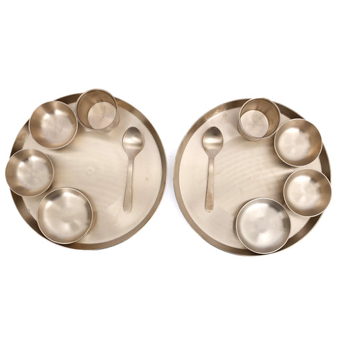 Handcrafted Pure Kansa Round Thali Set (Set of 2)