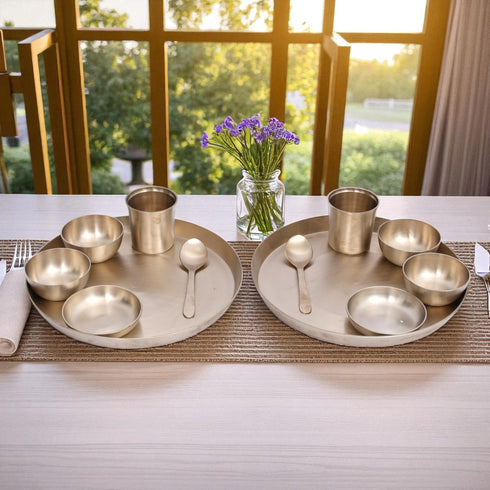Handcrafted Pure Kansa Round Thali Set (Set of 2)