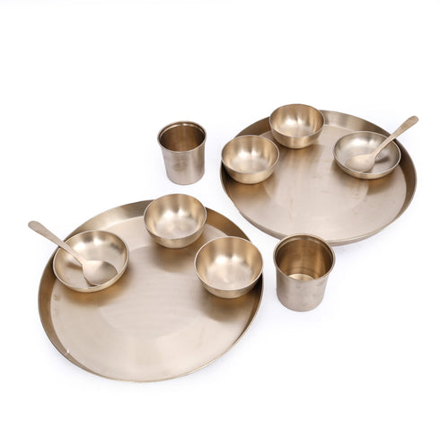 Handcrafted Pure Kansa Round Thali Set (Set of 2)