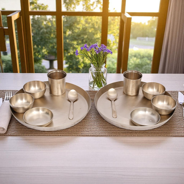 Handcrafted Pure Kansa Round Thali Set (Set of 2)