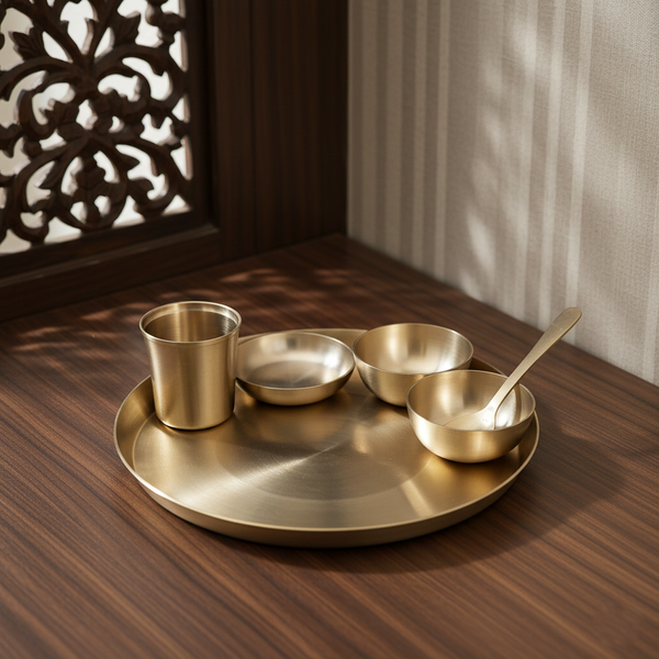 Handcrafted Pure Kansa 6-Piece Round Thali Set