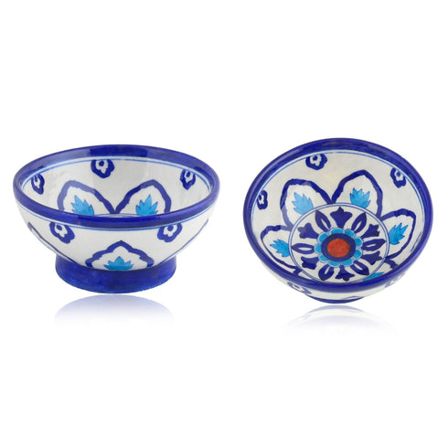 Handcrafted Round Blue Pottery Bowls