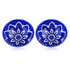 Handcrafted Round Blue Pottery Bowls—Set of 2—Floral Pattern—6”