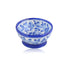 Handcrafted Round Blue Pottery Bowls—Set of 2—Floral Patterns—6”