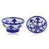 Handcrafted Round Blue Pottery Bowls—Set of 2—Geometric and Floral Pattern—6”