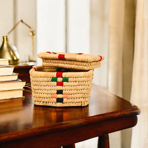 Handcrafted Sabai Grass Multipurpose Square Basket