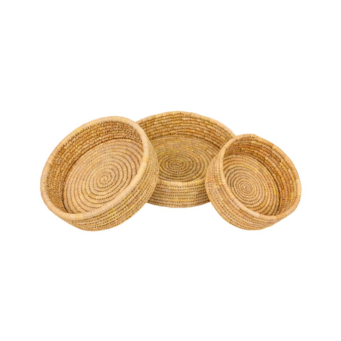 Handcrafted Sabai Grass Round Storage Baskets – Set
