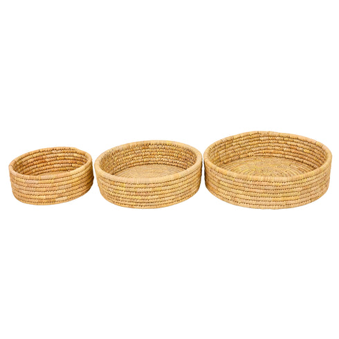 Handcrafted Sabai Grass Round Storage Baskets – Set