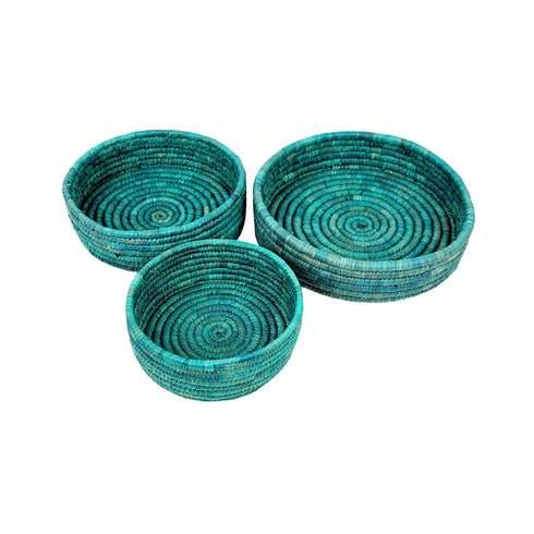 Handcrafted Sabai Grass Round Storage Baskets – Set