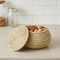 Handcrafted Sabai Grass Round Storage Box—Beige