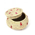 Handcrafted Sabai Grass Round Storage Box—Beige and Pink