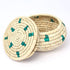 Handcrafted Sabai Grass Round Storage Box—Beige and Teal