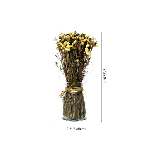 Handcrafted Sholapith Dried Flower Bouquet in Glass Jar – Arrangement for Rustic Home & Office Decor
