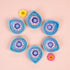 Handcrafted Sky Blue Blue Pottery Diyas Set - Floral Design