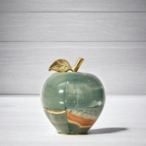 Handcrafted Soapstone Apple Sculpture - Green - Unique Indian Sculpture for Home Decor & Gifting