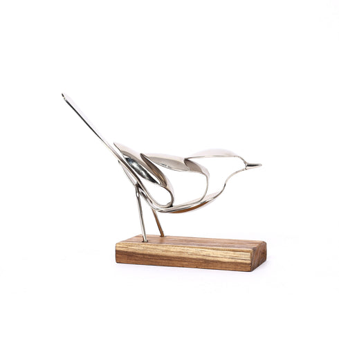 Handcrafted Spoon Bird on Wooden Base for Home Décor