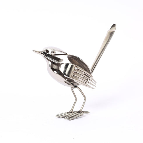 Handcrafted Stainless Steel Bird with Fork Feathers
