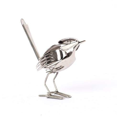 Handcrafted Stainless Steel Bird with Fork Feathers