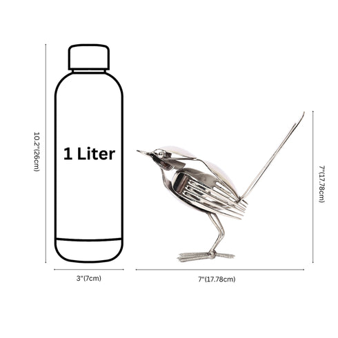 Handcrafted Stainless Steel Bird with Fork Feathers