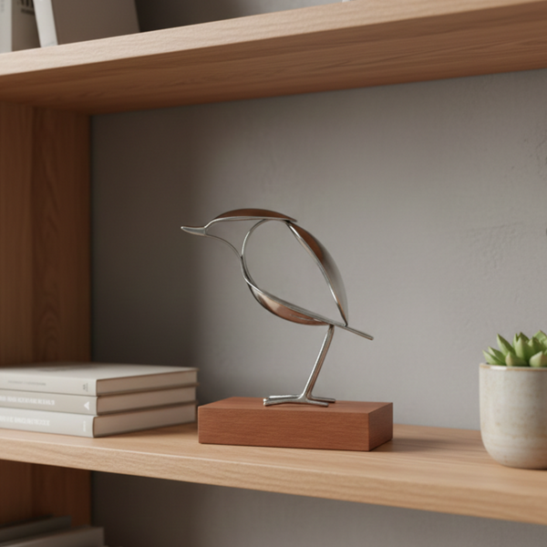 Handcrafted Steel Bird Showpiece – Artistic Decor Made from Recycled Cutlery