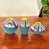 Handcrafted Teal Green Terracotta Pots for Home Decor - Set of 3 - Warli Hand Painting