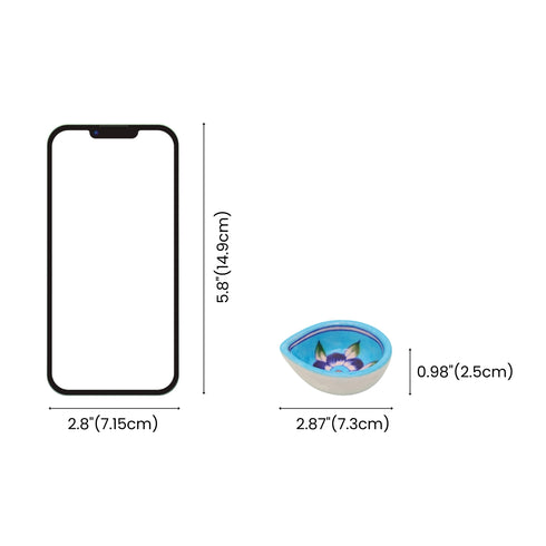 Handcrafted Turquoise Blue Blue Pottery Diyas Set - Leaf-Shaped