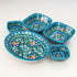 Handcrafted Turquoise Blue Pottery Oval Plate & Bowl Set - Floral Serveware for Dining & Gifting