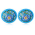 Handcrafted Turquoise Colour Round Blue Pottery Bowls—Set of 2—Floral Pattern—6”