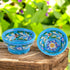 Handcrafted Turquoise Colour Round Blue Pottery Bowls—Set of 2—Floral Pattern—6”