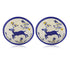 Handcrafted White Colour Round Blue Pottery Bowls—Set of 2—Reindeer and Foliage Pattern—6”