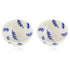 Handcrafted White and Blue Round Blue Pottery Bowls—Set of 2—Leafy Patterns—6”