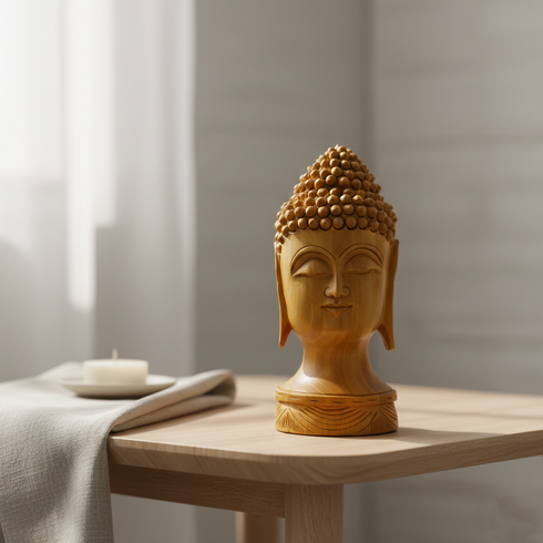 Handcrafted Wooden Buddha Statue - Meditation and Home Décor