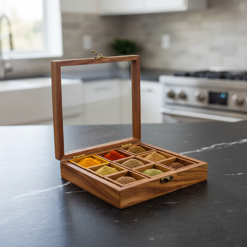 Handcrafted Wooden Spice Box