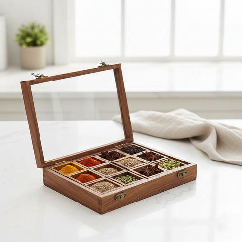 Handcrafted Wooden Spice Box