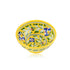 Handcrafted Yellow Colour Round Blue Pottery Bowls—Set of 2—Floral Pattern—6”