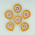 Handcrafted Yellow Leaf-Shaped Blue Pottery Diyas Set