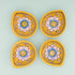 Handcrafted Yellow Leaf-Shaped Blue Pottery Diyas Set